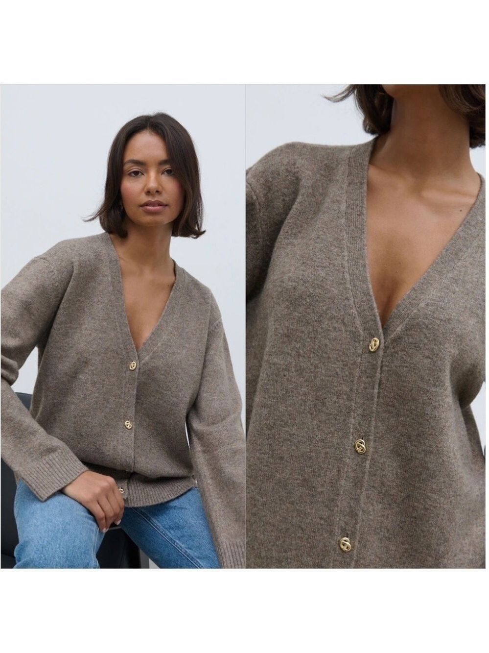 Pretty Lavish New Womens Brown Felicity Knot Shank Cardigan XS